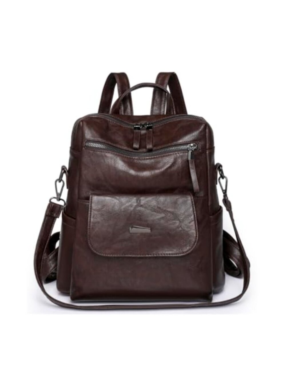 Small Synthetic Leather Backpack Purse Convertible Shoulder Bag Women